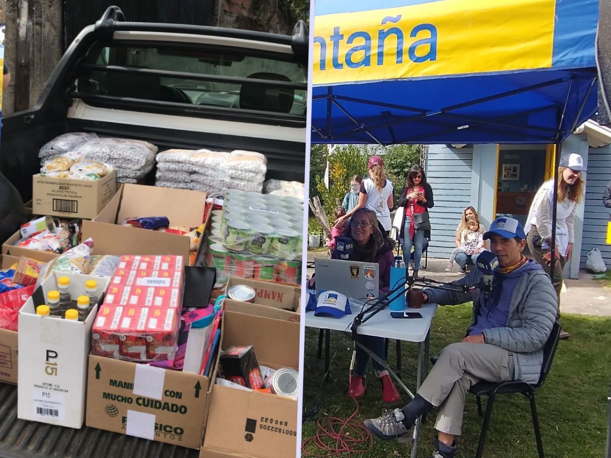 Una camioneta repleta de alimentos y útiles escolares se recaudó en el cumpleaños de FM de la Montaña