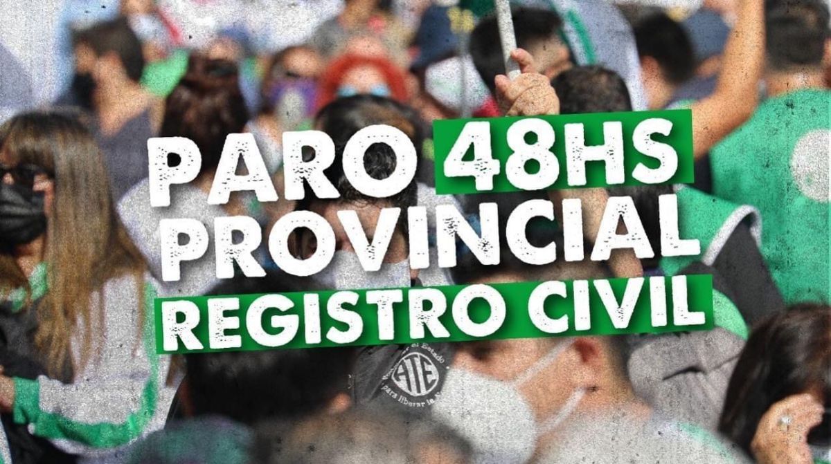 Registro Civil: Paro de ATE por 48 horas